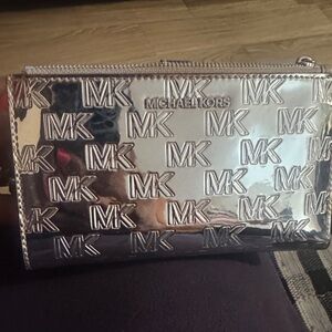 Michael Kors Shiny Silver MK Logo Wallet